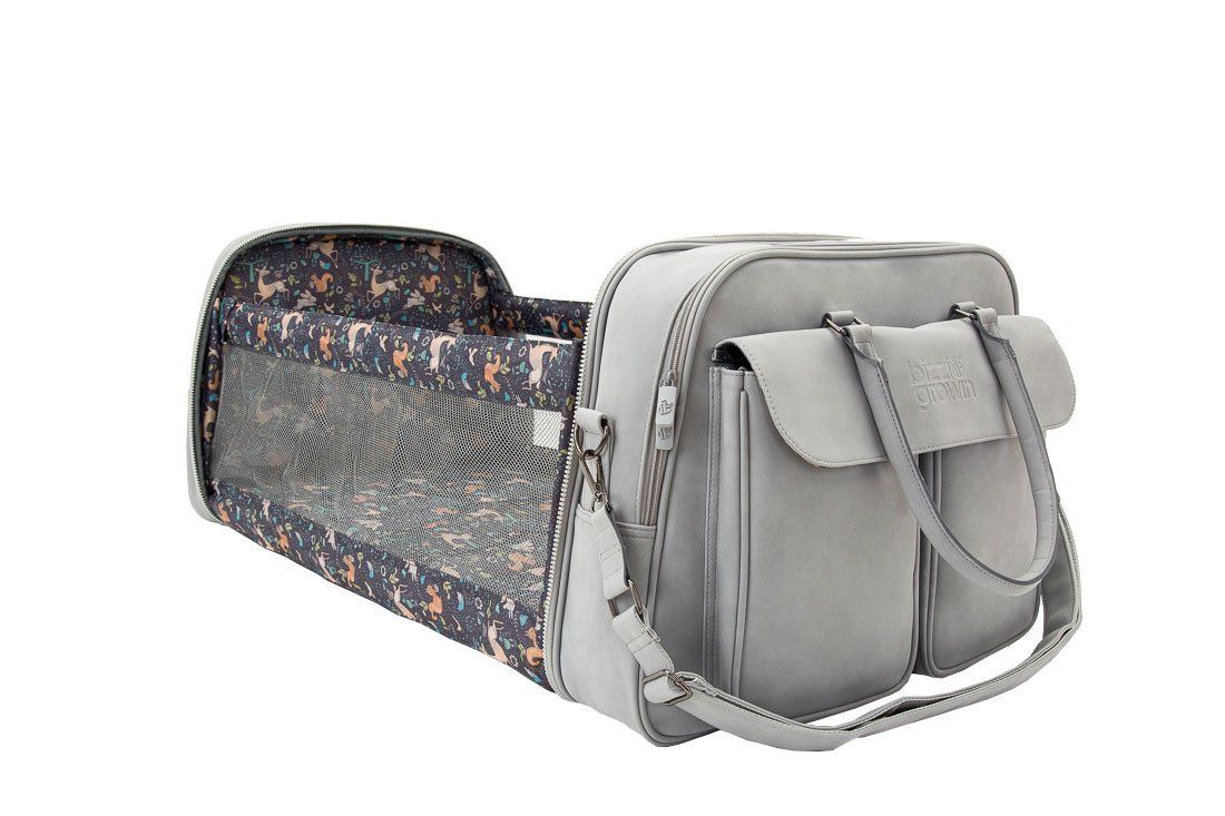 Baby Travel Crib Changing Bag - Vegan Leather Whisper Grey - POD ® - 0