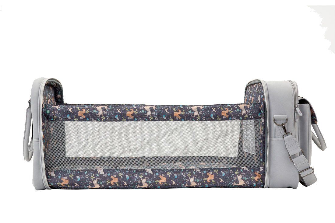 Baby Travel Crib Changing Bag - Vegan Leather Whisper Grey - POD ®