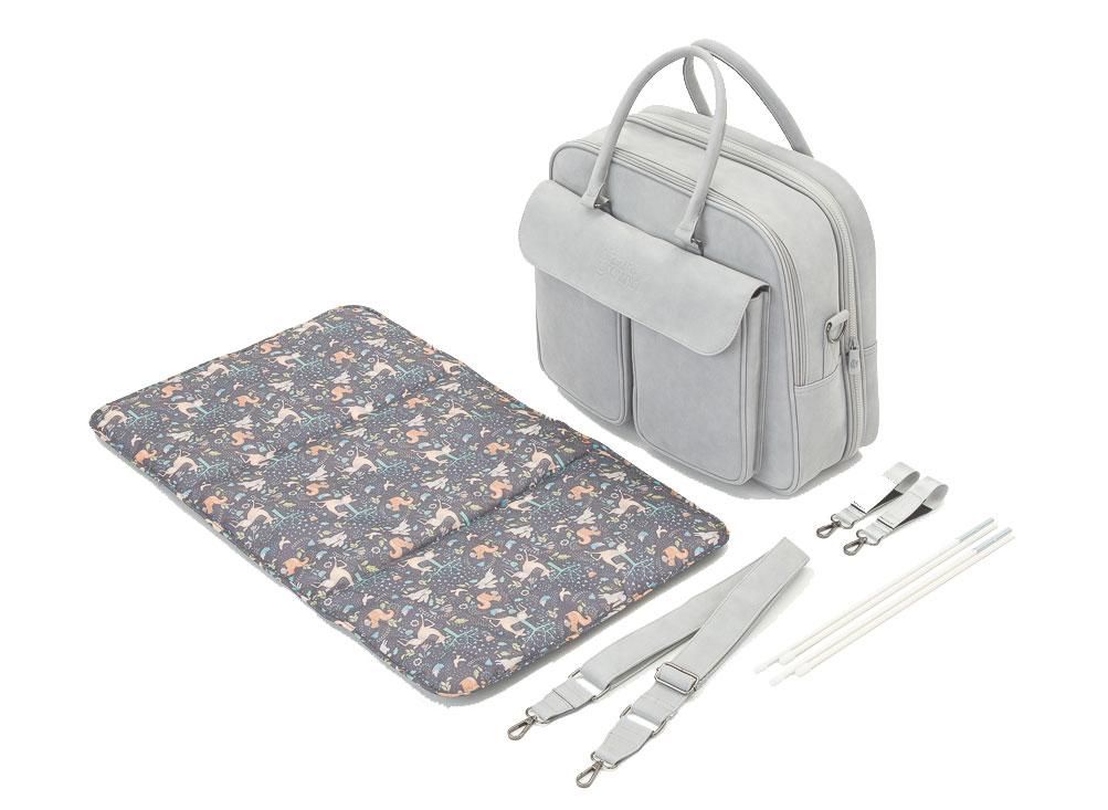 Baby Travel Crib Changing Bag - Vegan Leather Whisper Grey - POD ®