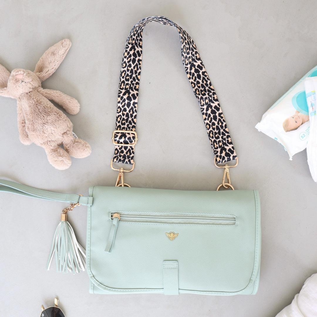 Vegan Leather Nappy Change Clutch Bag - Seaspray