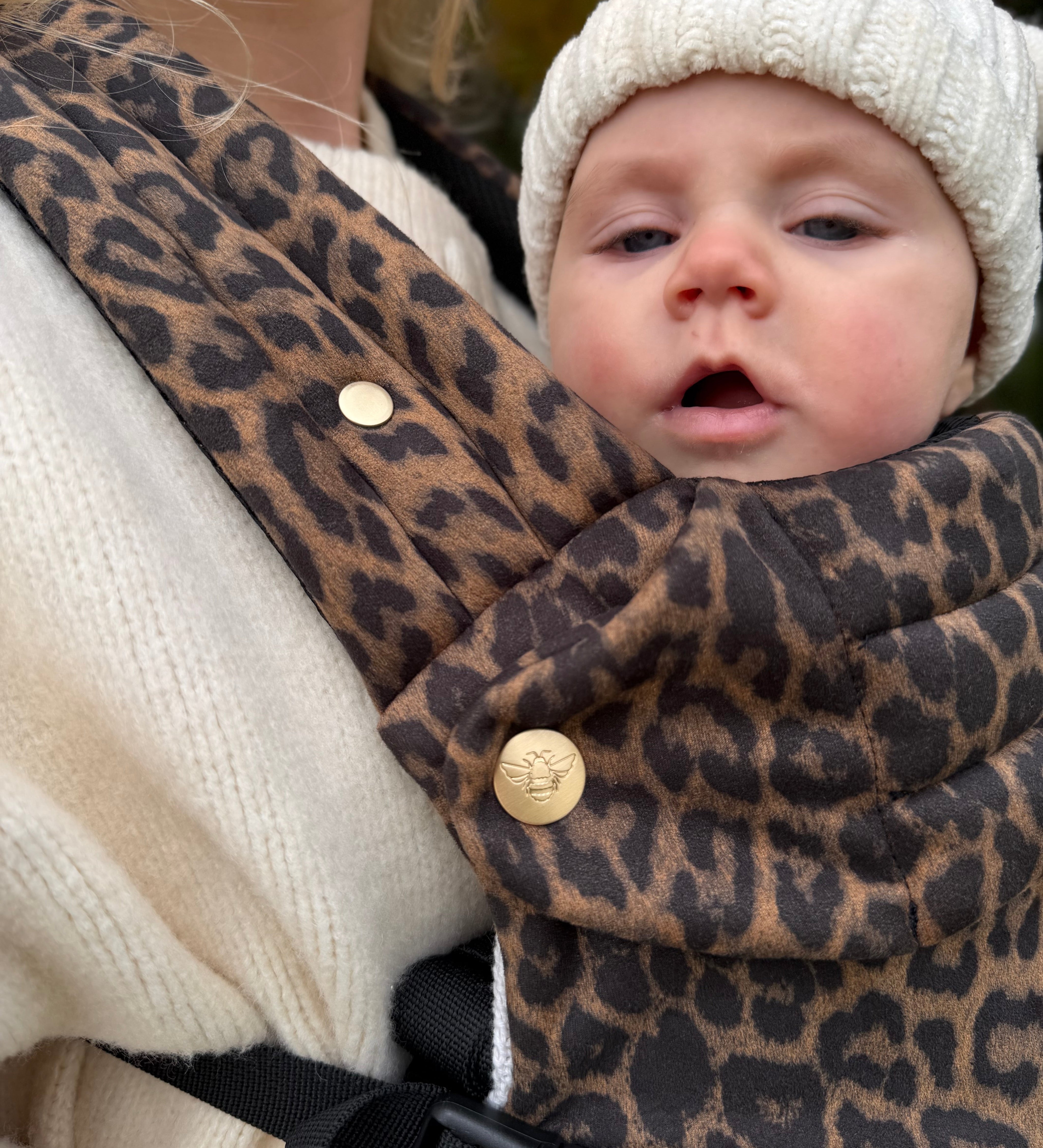 Leopard print baby carrier