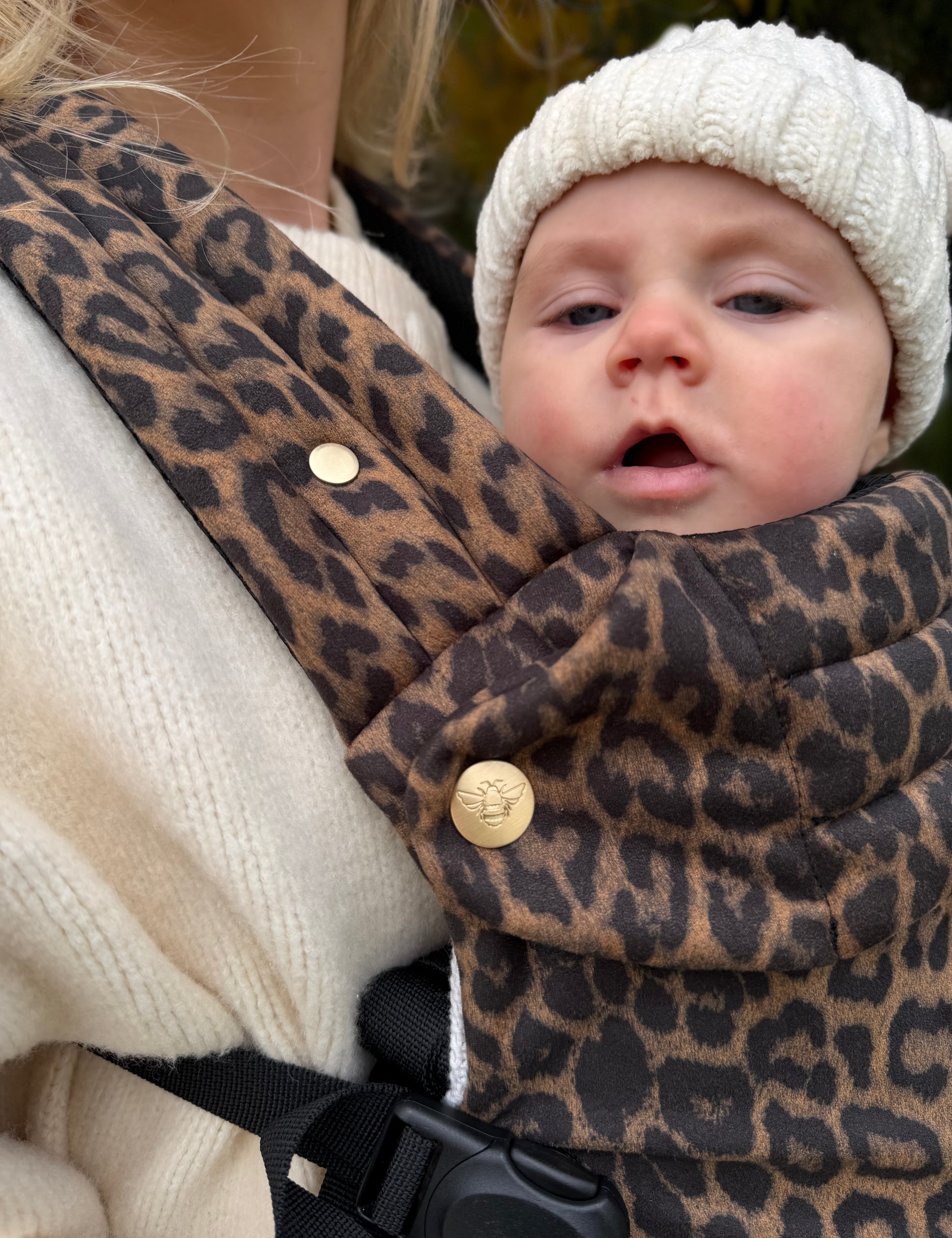 Leopard print baby carrier