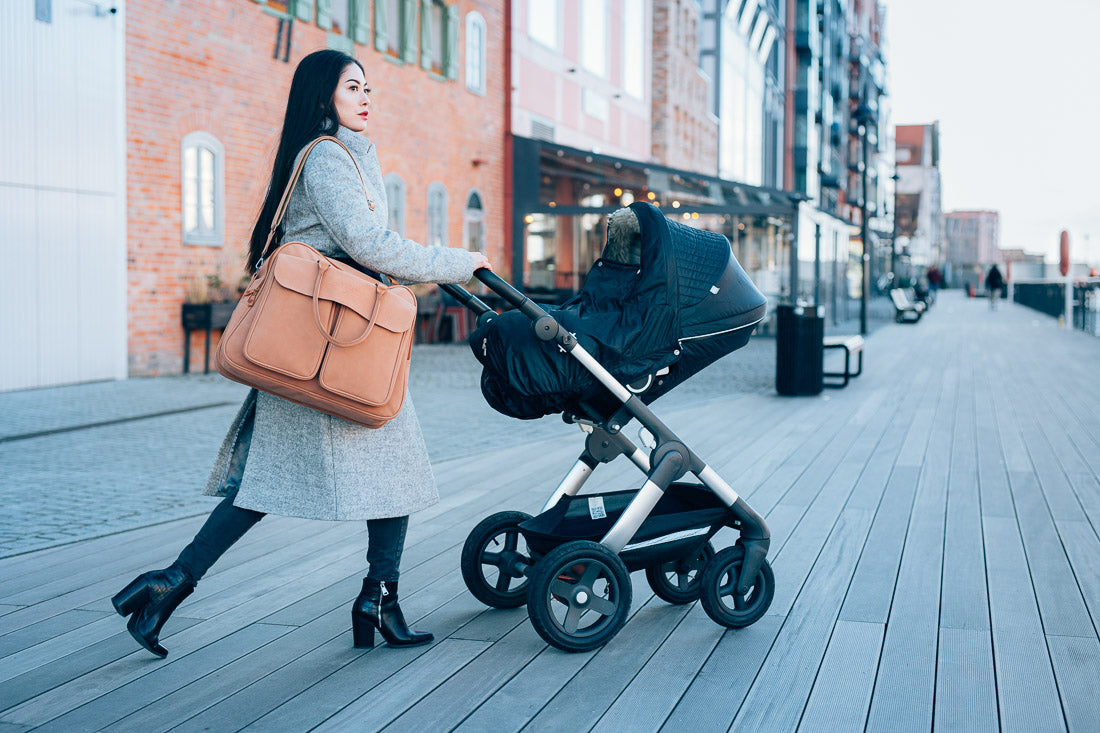 Baby Travel Crib Changing Bag - Vegan Leather Porcini - POD ®