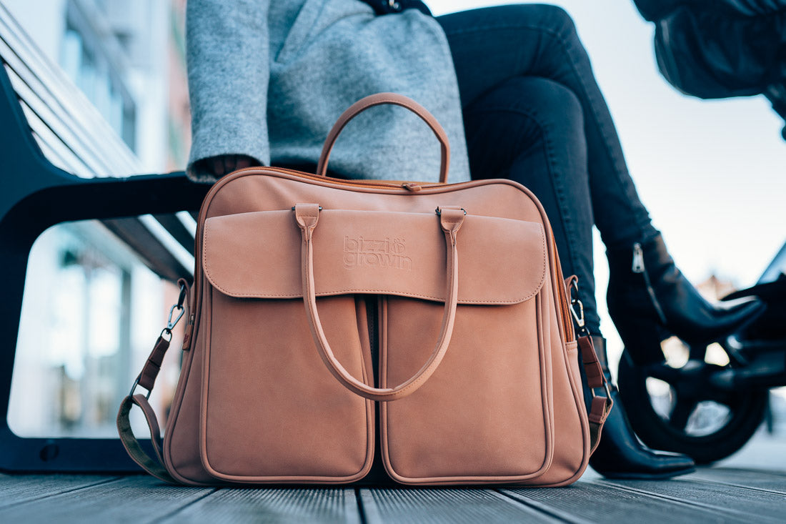 Baby Travel Crib Changing Bag - Vegan Leather Porcini - POD ®