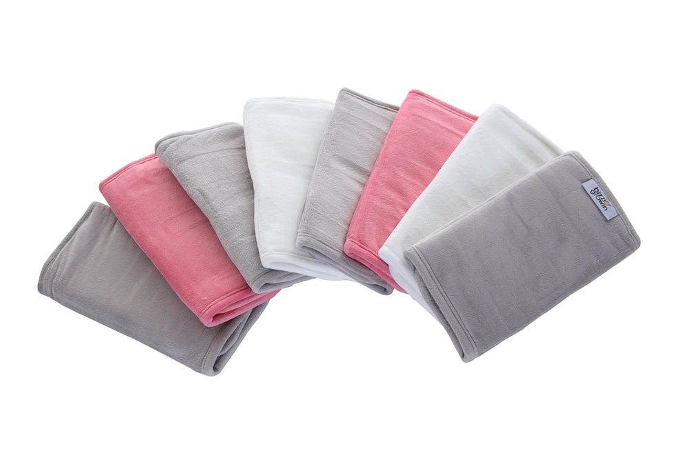 Grey and white bumper wraps with a hint of rose, in super soft velvet fabric, perfect for any cot/cot bed.