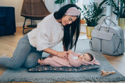 Baby Travel Crib Changing Bag - Vegan Leather Whisper Grey - POD ®
