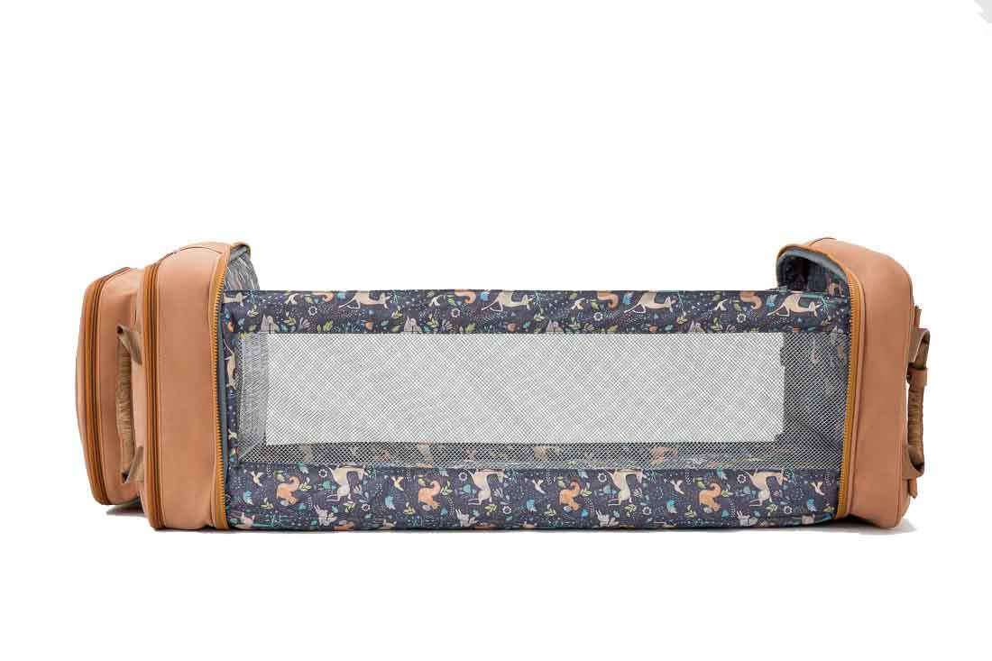 Baby Travel Crib Changing Rucsac - Vegan Leather Porcini - RucPOD ® - 0