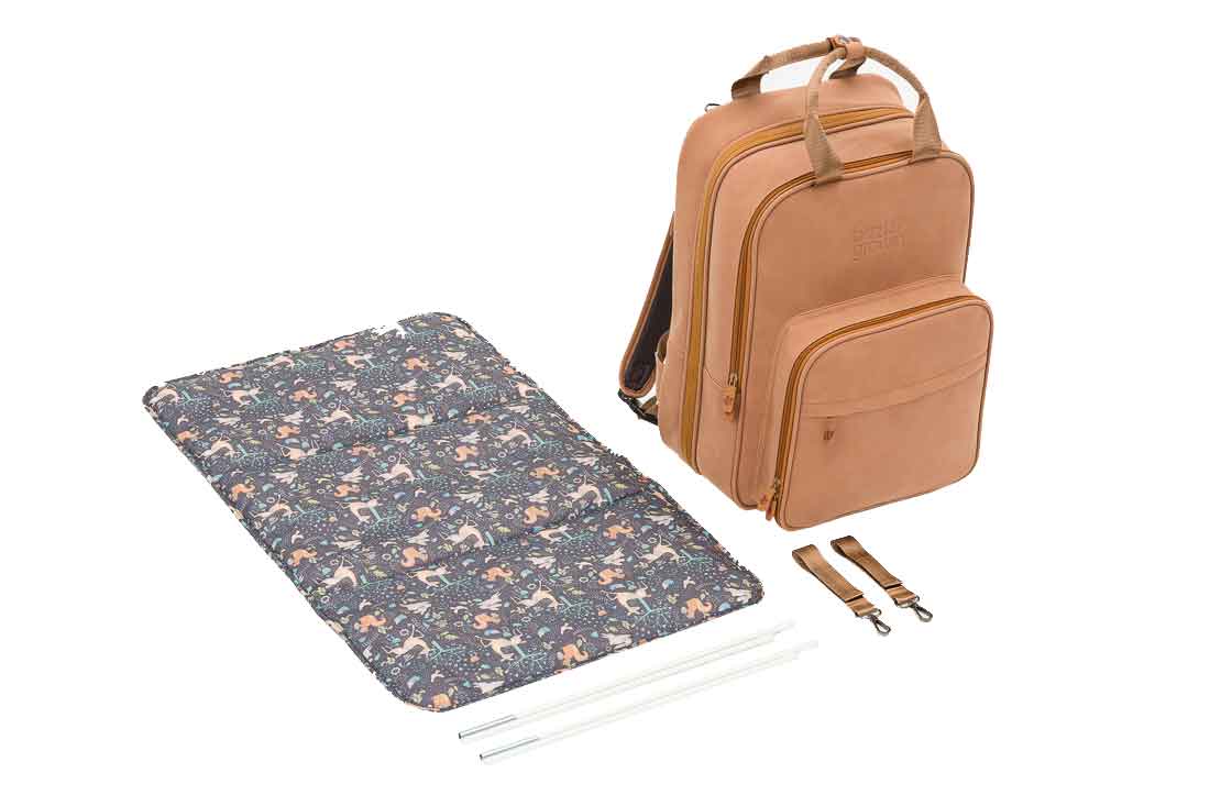 Baby Travel Crib Changing Rucsac - Vegan Leather Porcini - RucPOD ® - 4