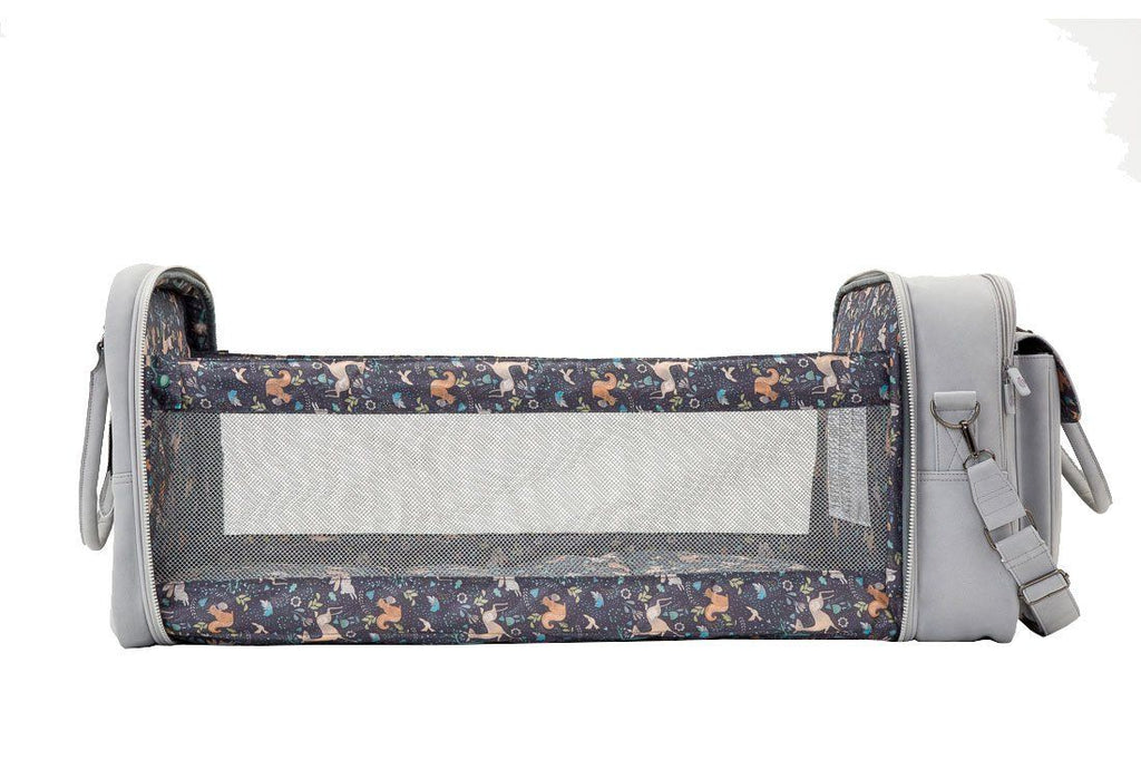 Baby Travel Crib Changing Bag - Vegan Leather Whisper Grey - POD ®