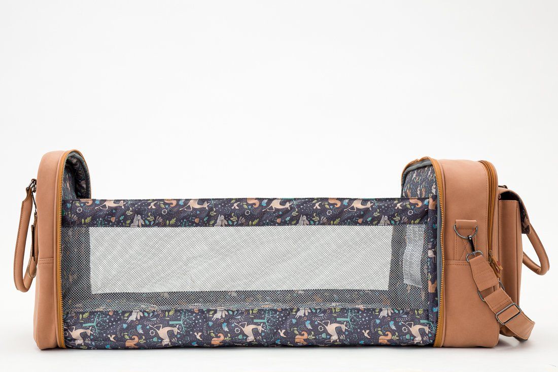 Baby Travel Crib Changing Bag - Vegan Leather Porcini - POD ® - 4
