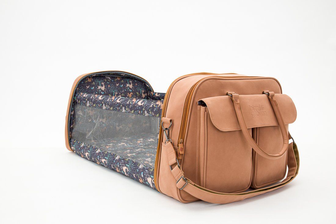 Baby Travel Crib Changing Bag - Vegan Leather Porcini - POD ® - 1