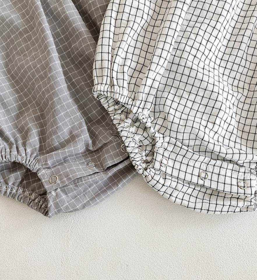 Cotton Check Romper and Sun Hat