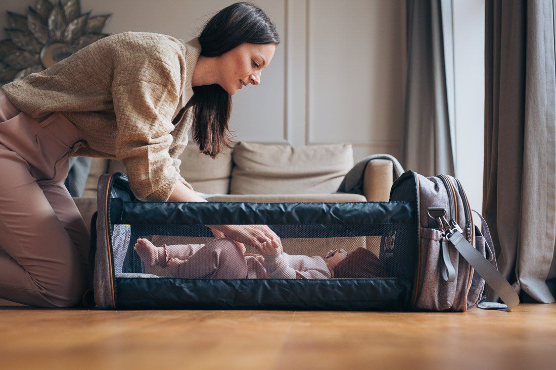 Baby Travel Crib Changing Bag - Windsor Grey - POD ® - 1