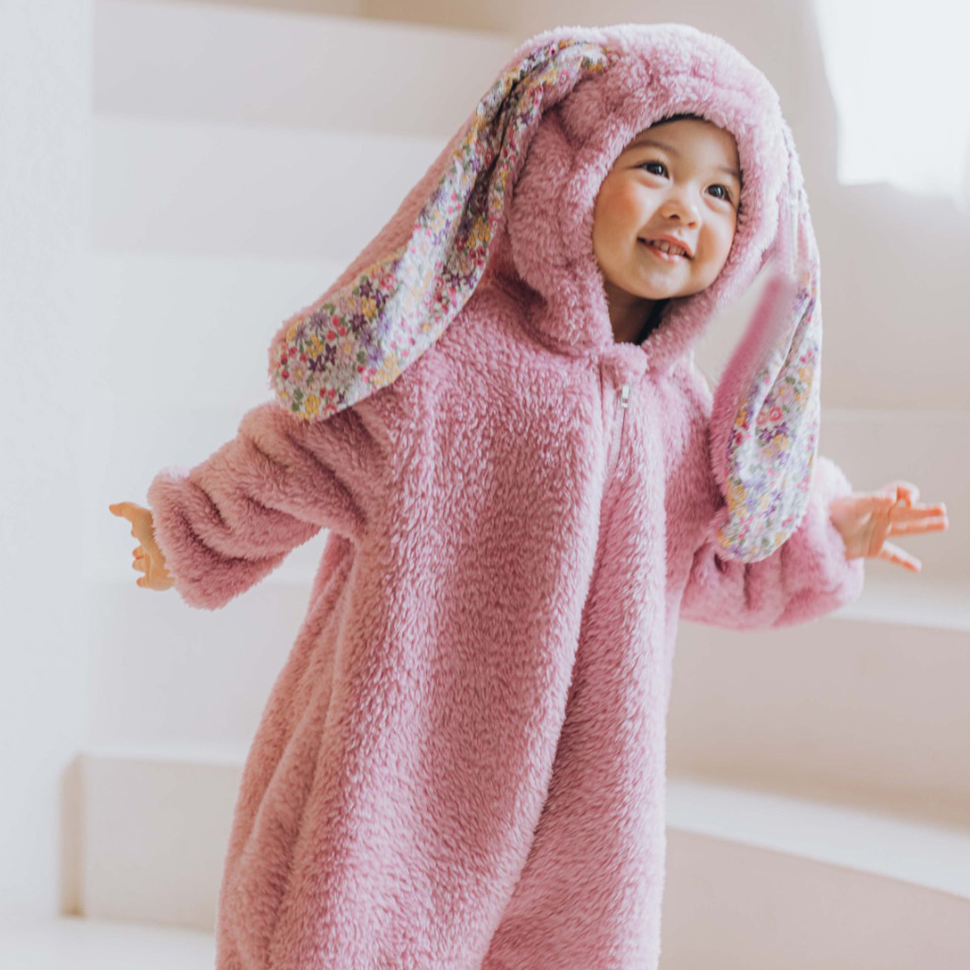 Onesie with Rabbit Ears - Pink